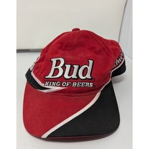 Vintage Budweiser Hat Cap Snap Back Red Black NASCAR Dale Earnhardt‎ Jr Beer 90s